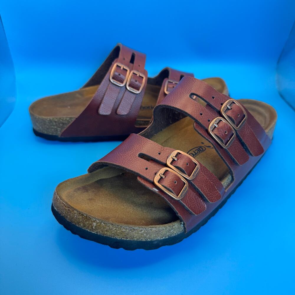 Aerothotic Leather Double Strap Comfort Sandals Cork Footbed Orthopedic 39